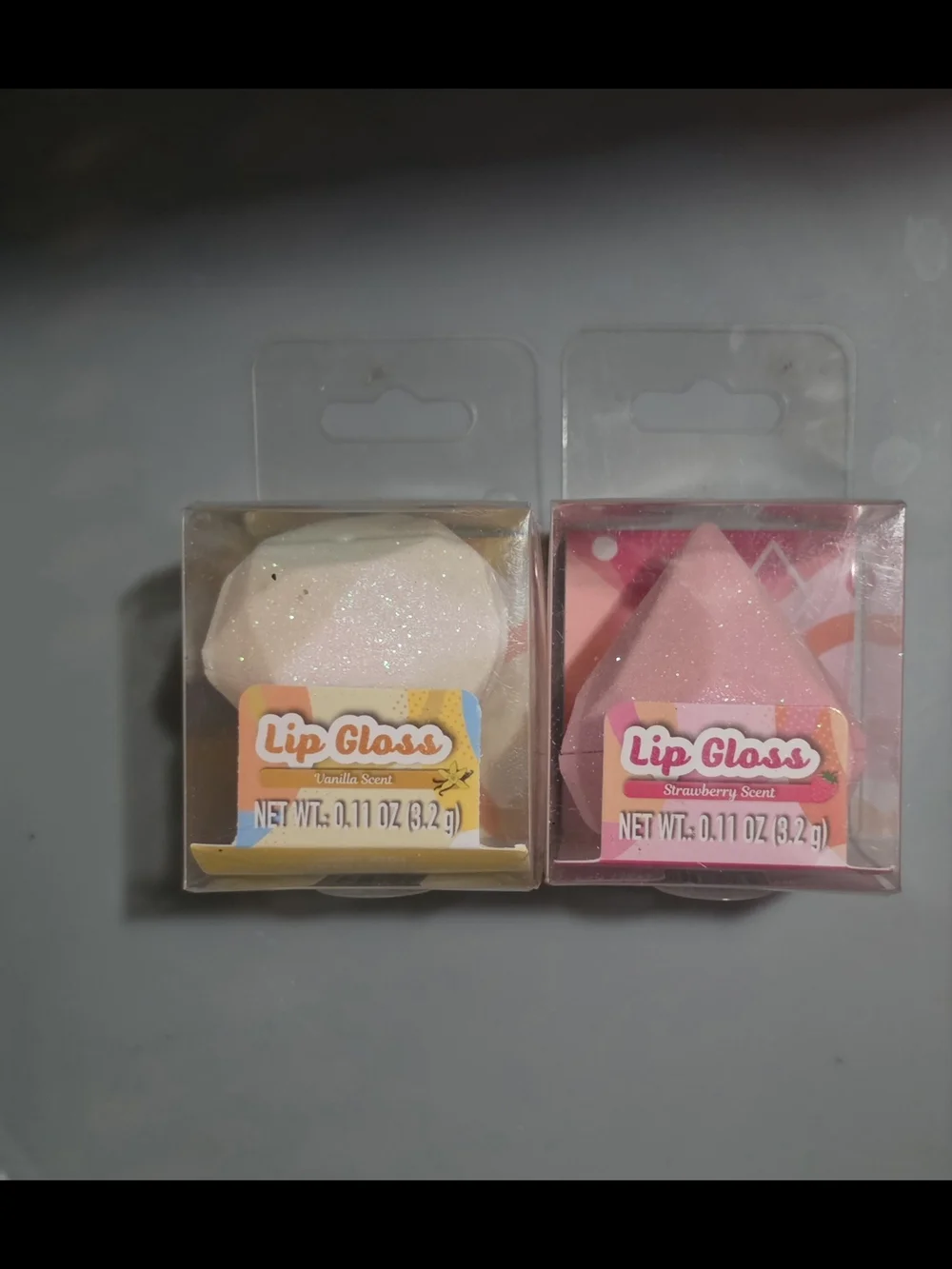 Diamond Shaped Lip Gloss Set In Vanilla & Strawberry 0.11oz BNIB